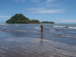 Walking in the ocean to another island