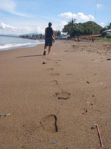 Walking along the beach in Padang